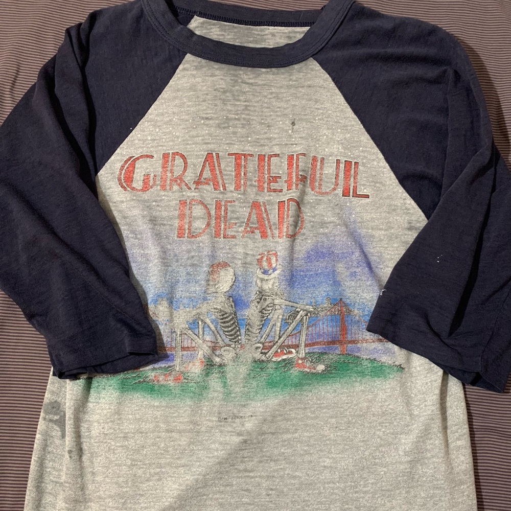 Vintage New Year 1982 Grateful Dead Concert blue Sleeve Raglan T-Shirt size M